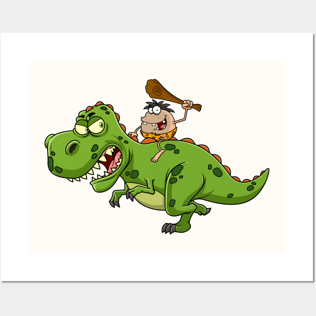 Caveman and Dinosaur Wall Art by HitToon